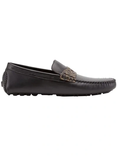 Fendi Ff Logo Slip-on Loafers In Black