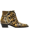 CHLOÉ YELLOW AND BLACK SUSANNA 30 PYTHON PRINT LEATHER BOOTS