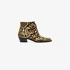 CHLOÉ CHLOÉ YELLOW AND BLACK SUSANNA 30 PYTHON PRINT LEATHER BOOTS,CHC18A1340412969679