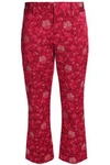 ALICE AND OLIVIA ALICE + OLIVIA WOMAN CROPPED FLORAL-JACQUARD BOOTCUT trousers CRIMSON,3074457345618397933