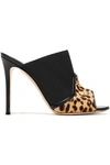 GIANVITO ROSSI WOMAN JANET LEOPARD-PRINT CALF HAIR AND ELASTIC MULES BLACK,GB 1874378723265510