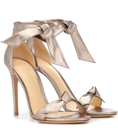 Alexandre Birman Clarita Metallic Leather Ankle-tie Sandal In Gold