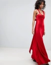 GHOST V NECK MAXI DRESS WITH BOW BACK - RED,DX57CA