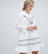 STEVIE MAY EXCLUSIVE BENITA EMBROIDERED MINI DRESS-WHITE,SL180005D