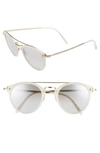 Oliver Peoples Women's Remick Brow Bar Round Sunglasses, 50mm In Ecru/ Gold