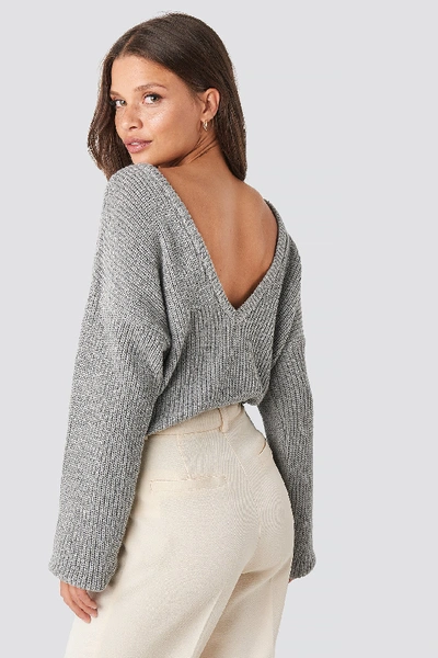 Na-kd Knitted Deep V-neck Sweater Grey ModeSens
