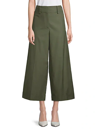 Valentino Wide-leg Cotton Trousers In Cypress