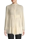 VALENTINO Pleat-Front Silk Blouse,0400098924963