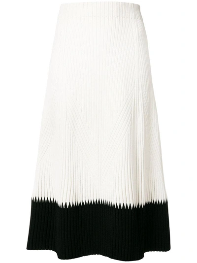 Alexander Mcqueen Contrast-hem Ribbed-knit Midi Skirt In Ivory/black