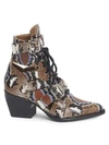 CHLOÉ RYLEE PYTHON-PRINT LACE-UP BOOTS