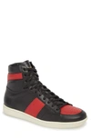 Saint Laurent White & Burgundy Court Classic Sl/10 High-top Sneakers In Milk/ Barolo