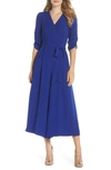 Eliza J Ruched Sleeve Wide Leg Jumpsuit In Cobalt