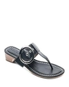 BERNARDO WOMEN'S LEATHER BUCKLE BLOCK HEEL THONG SANDALS,GRACE