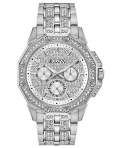 BULOVA MEN'S STAINLESS STEEL & CRYSTAL-ACCENT BRACELET WATCH 41.5MM