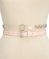 STEVE MADDEN 2-FOR-1 CLEAR STUDDED & PATENT BELTS