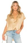 VINCE SHIRRED NECK BLOUSE