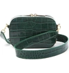 Pop & Suki Croc Embossed Bigger Leather Camera Bag - Green In Emerald