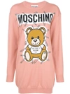 MOSCHINO MOSCHINO TOY BEAR SWEATSHIRT DRESS - PINK