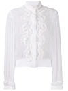 GENNY GENNY RUFFLE FRONT BLOUSE - WHITE