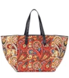 Jw Anderson Belt-strap Paisley-print Leather-trimmed Tote In Orange