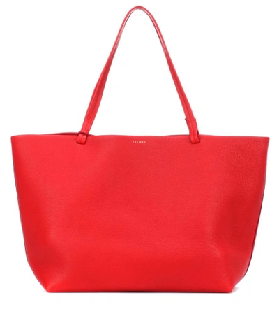 The Row Park Lux Grained Leather Shopper Tote Bag In Red