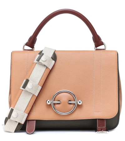 Jw Anderson Disc Leather Top Handle Satchel - Brown In Chestnut