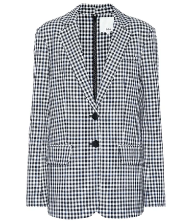 Tibi Single-breasted Back-zip Gingham Blazer In Gingham Multi