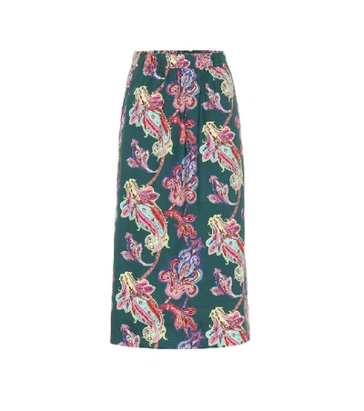 Tibi Paisley-printed Cotton Skirt In Green Multicolor