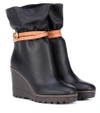SEE BY CHLOÉ ROBIN LEATHER WEDGE ANKLE BOOTS,P00321134