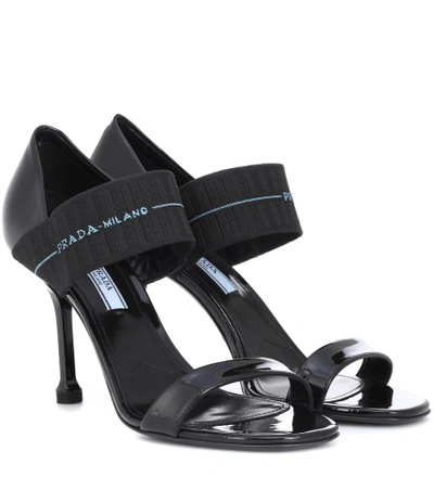 Prada Elasticated Logo Strap Sandals In Black