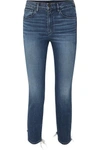 3X1 W3 CROPPED DISTRESSED HIGH-RISE SKINNY JEANS