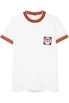 MIU MIU APPLIQUÉD STRIPED COTTON-JERSEY T-SHIRT