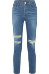 3X1 W4 COLETTE CROPPED DISTRESSED HIGH-RISE SLIM-LEG JEANS