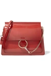 CHLOÉ FAYE MEDIUM GLOSSED-LEATHER SHOULDER BAG