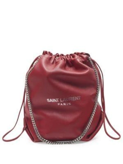 Saint Laurent Leather Bucket Bag In Rouge