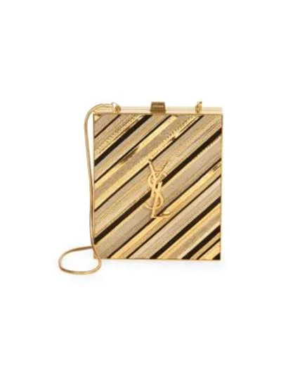 Saint Laurent Tuxedo Monogram Ysl Chain-detail Box Minaudiere Clutch Bag In Multi