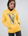 VERSACE JEANS LEOPARD LOGO HOODIE WITH CHAIN DETAIL - YELLOW,EB6HSA785E30163