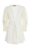 ADRIANA DEGREAS EMBROIDERED LONG SLEEVE PLAYSUIT,V19MQCT0030