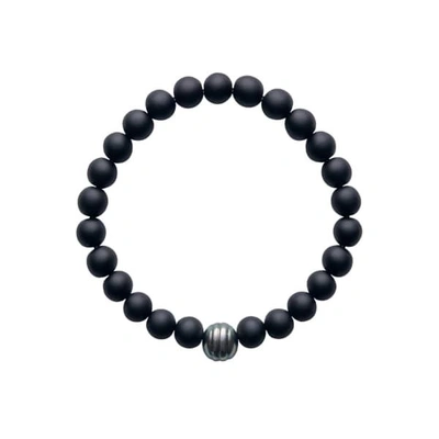 Ora Pearls Aro Men's Circled Tahitian Pearl & Matt Onyx Bracelet