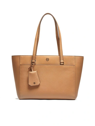 Tory Burch Small Robinson Leather Tote - Beige In Cuoio