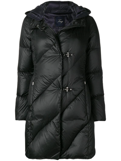 Fay Toggle Quilted Coat - Black