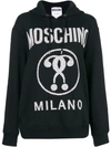 MOSCHINO MOSCHINO LOGO PRINTED HOODED PULLOVER - BLACK