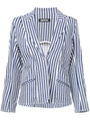 ROCKINS ROCKINS STRIPED CROPPED BLAZER - BLUE