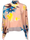 DELPOZO FLORAL PRINT FLARED BLOUSE