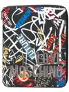 LOVE MOSCHINO LOVE MOSCHINO GRAFFITI ZIP AROUND PURSE - BLACK