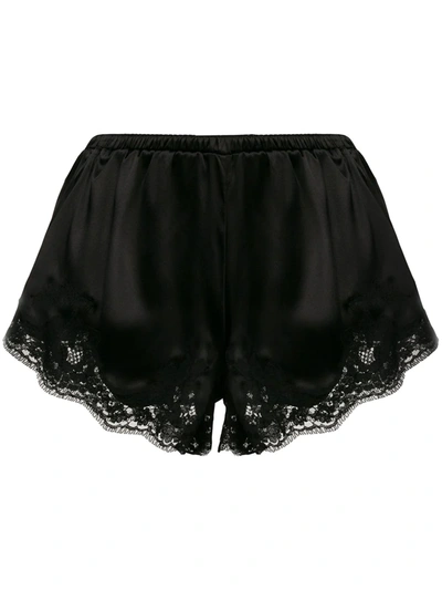 Dolce & Gabbana Dolce And Gabbana Black Satin Lace Detail Shorts