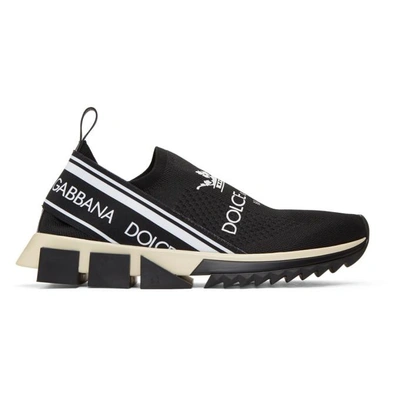 Dolce & Gabbana Men's Sorrento Logo-stripe Slip-on Trainer Sneakers In Black-white