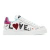 DOLCE & GABBANA DOLCE AND GABBANA WHITE EMBROIDERED LOVE SNEAKERS
