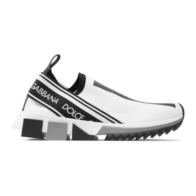 Dolce & Gabbana Sorrento Logo-print Mesh Sneakers In White,black