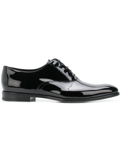 Prada Brushed Leather Oxford Shoes In Black